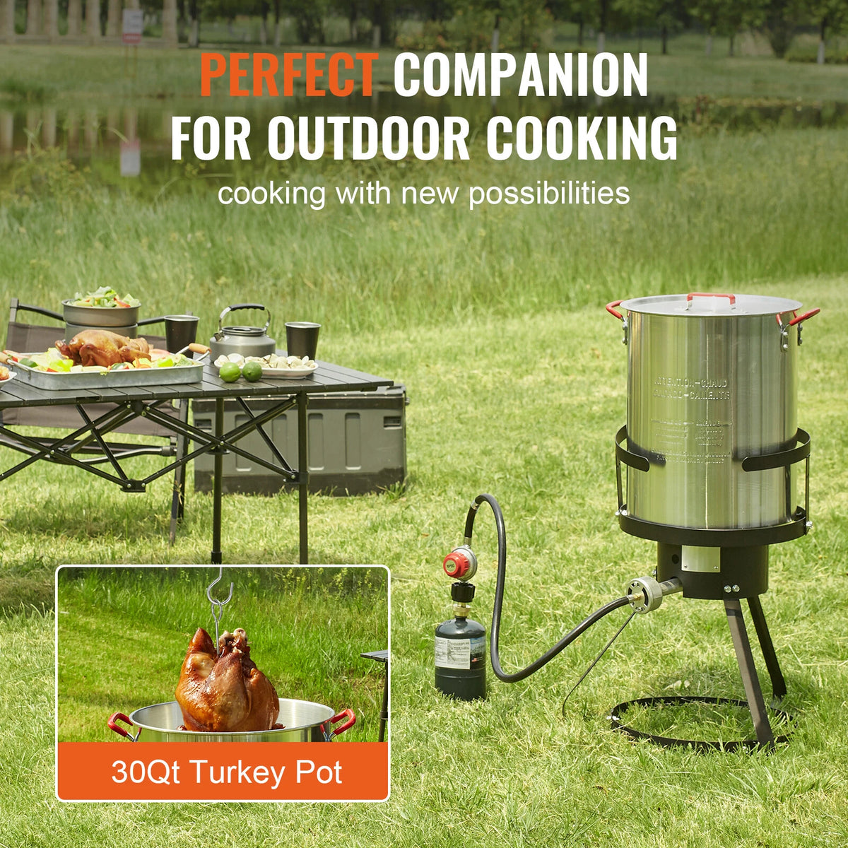 30Qt Propane Turkey Fryer Set with Aluminum Pot & 54,000 BTU Burner