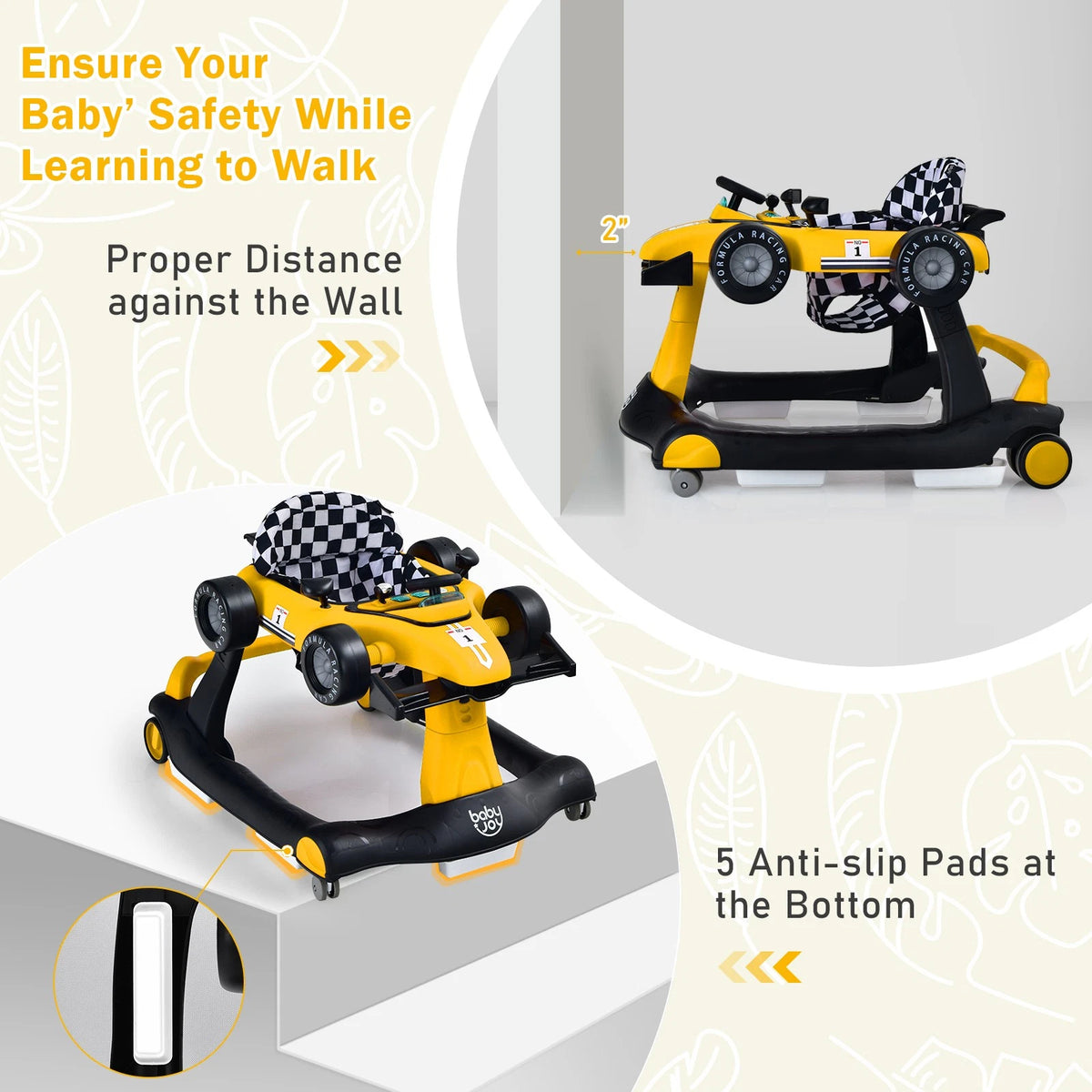 4-in-1 Baby Walker with Adjustable Height Push Car & Activity Modes