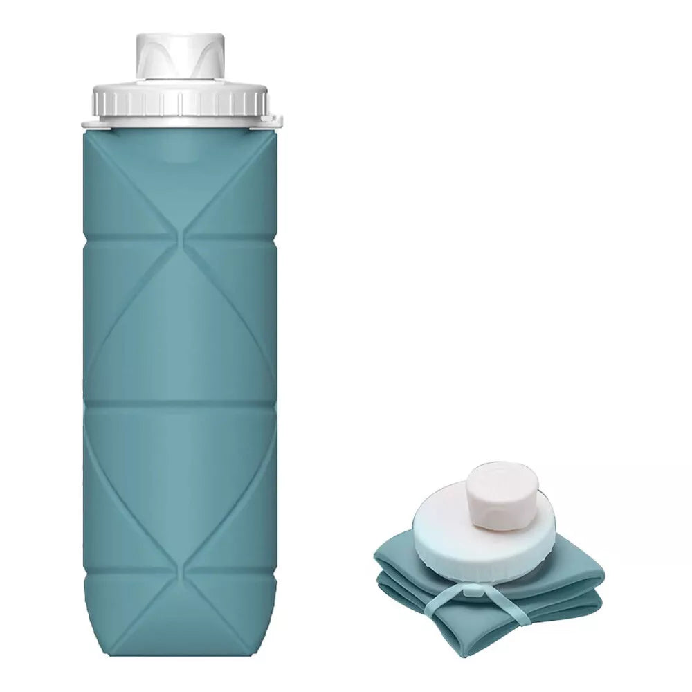 600ml Foldable Silicone Water Bottle Leak-Proof & BPA-Free