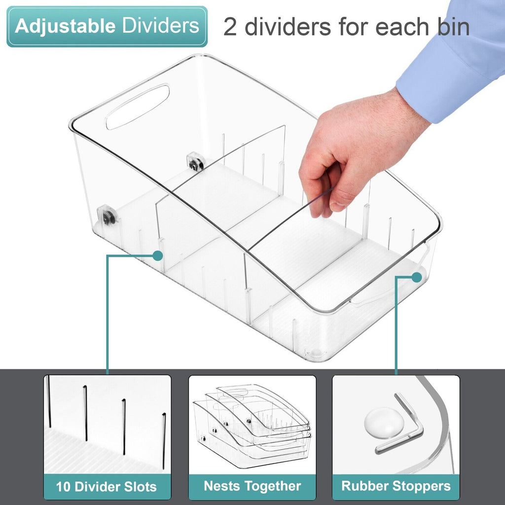 Clear Acrylic Fridge Organizer Bins 3-Pack Roll Out Storage Solution