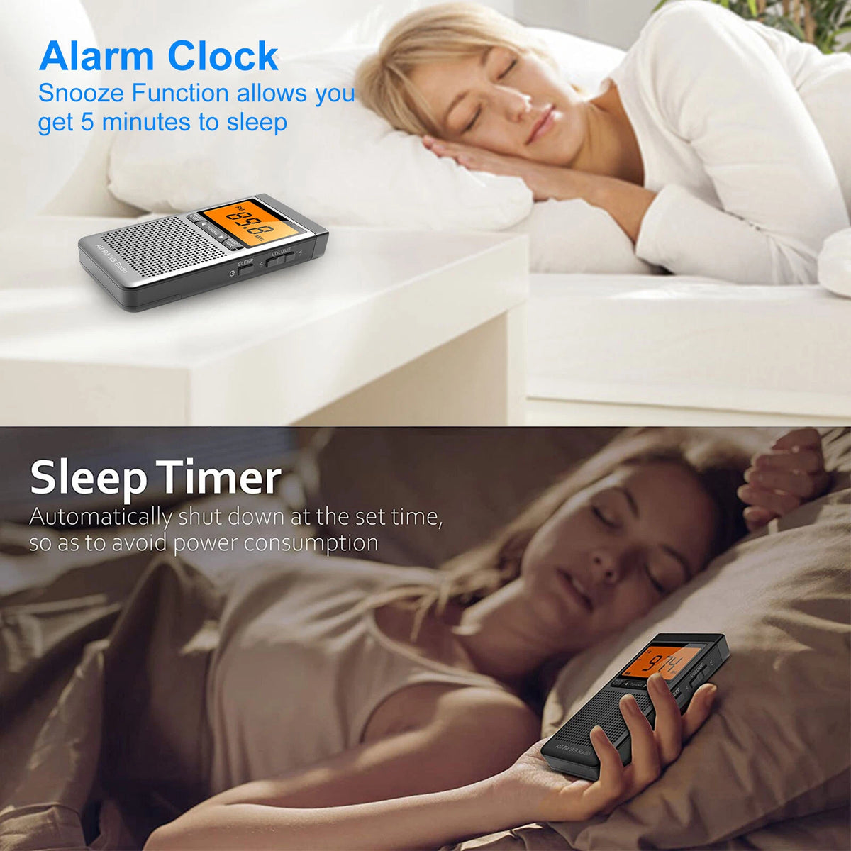 Pocket NOAA AM FM Weather Alert Radio with Auto Search Alarm Clock