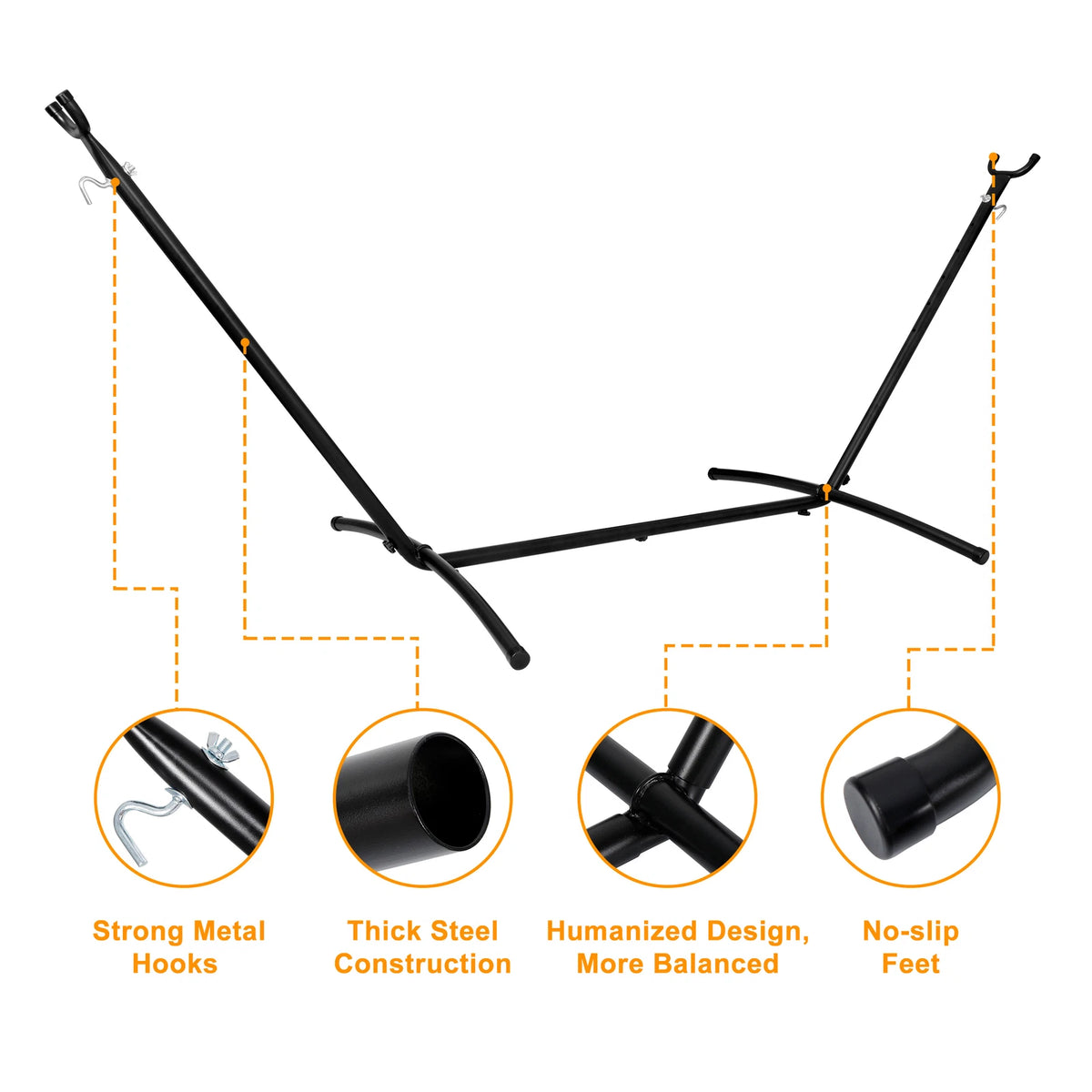 9FT Adjustable Hammock Chair Stand with Carry Case and Steel Frame