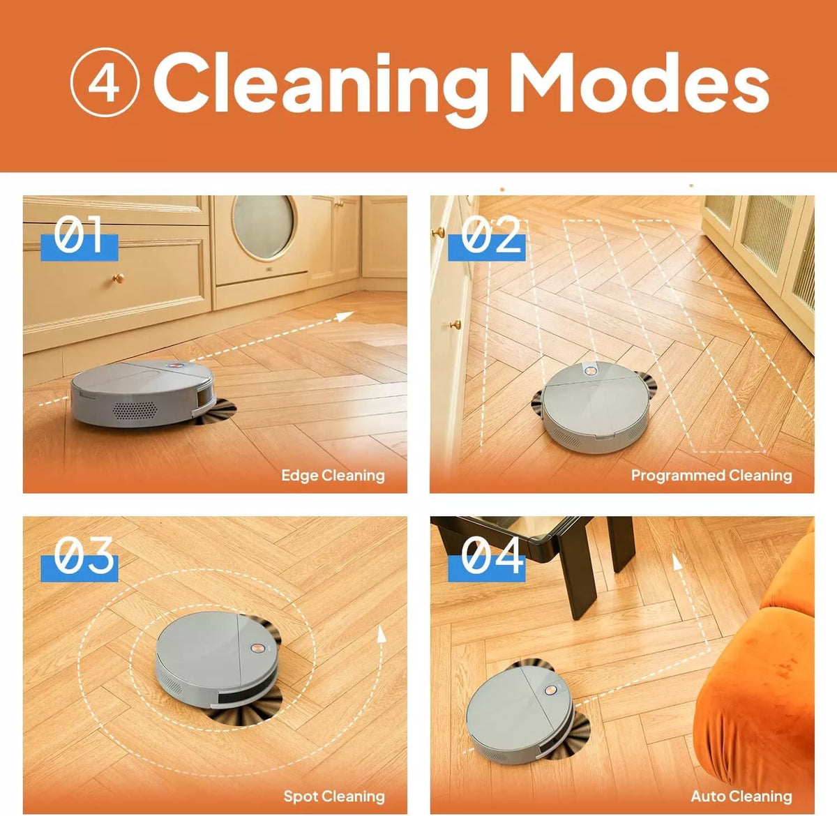 Slim Ultra-Quiet Robotic Vacuum Self-Emptying and Strong Suction