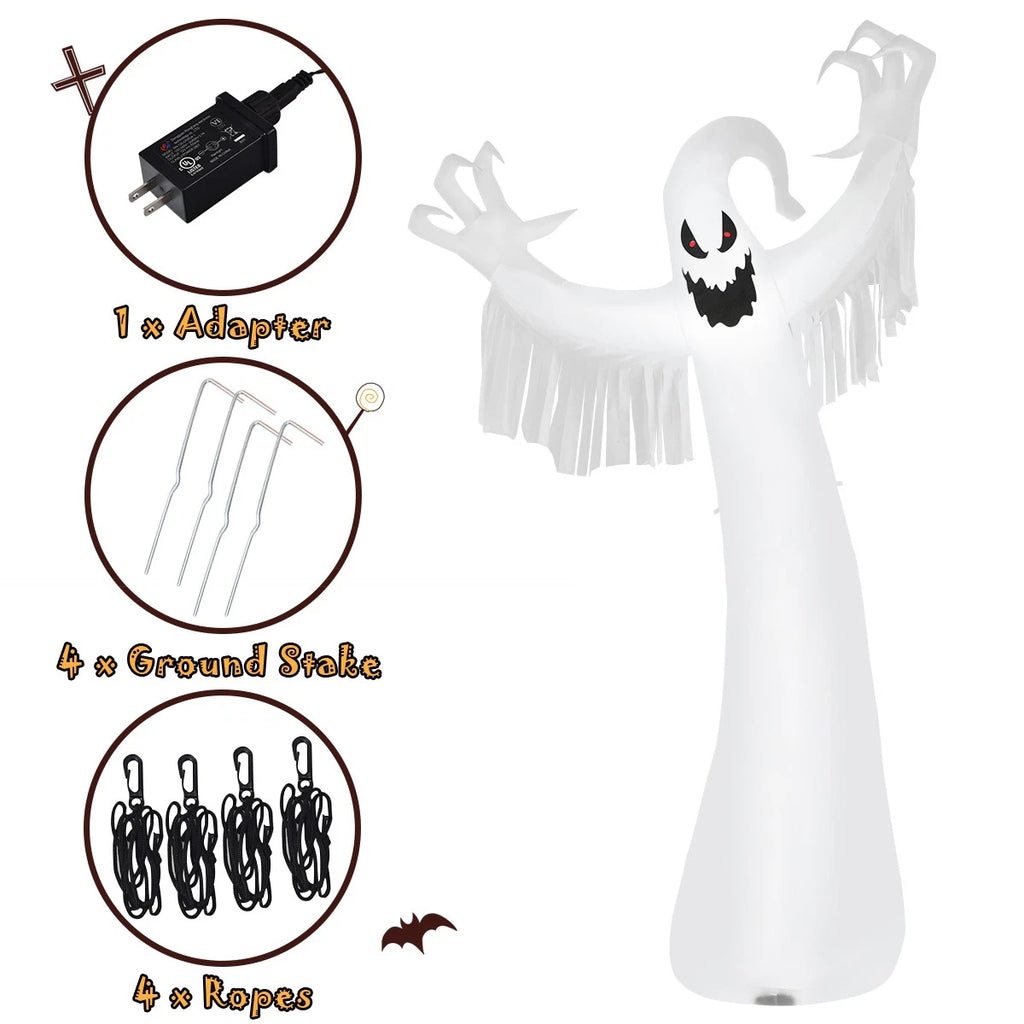 12FT Giant Halloween Inflatable Ghost with LED Lights for Outdoor Yard