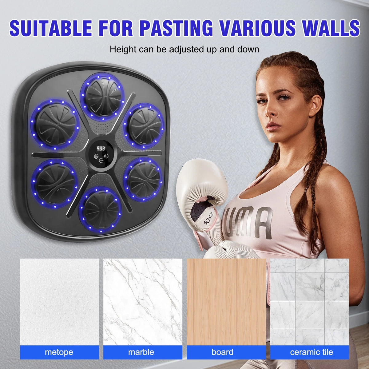 Smart Music Boxing Machine with LED Lights, Bluetooth & Gloves 2025