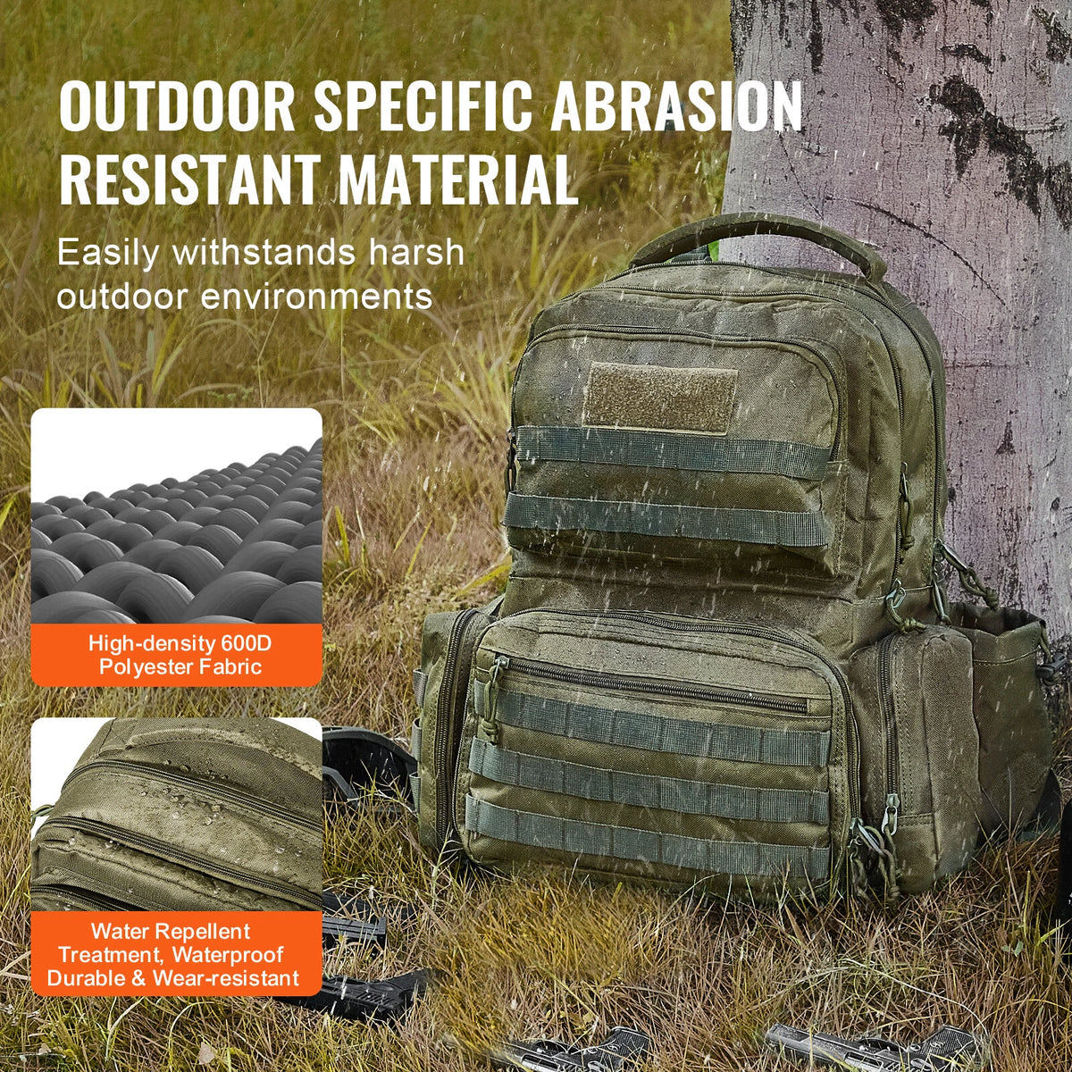 Tactical Range Backpack for 6 Pistols with Molle Panels Green
