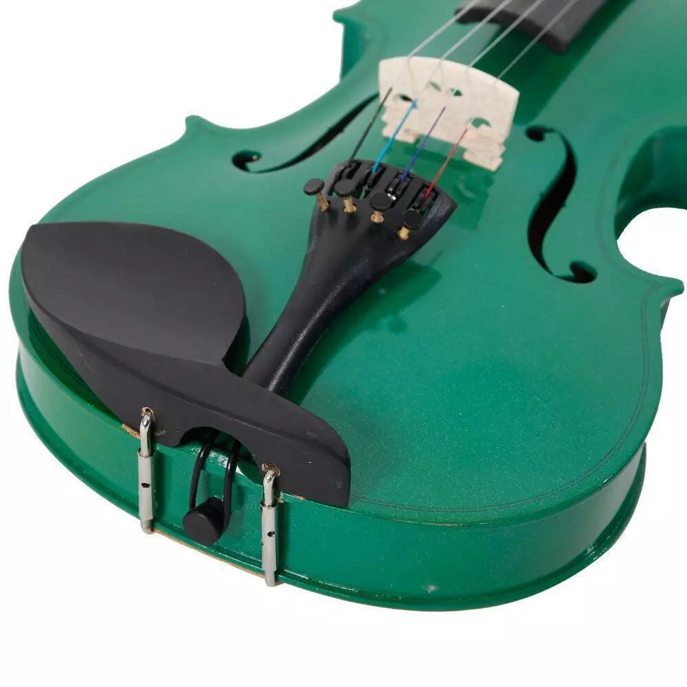 4/4 Full-Size Green Acoustic Violin Set for Adults with Case