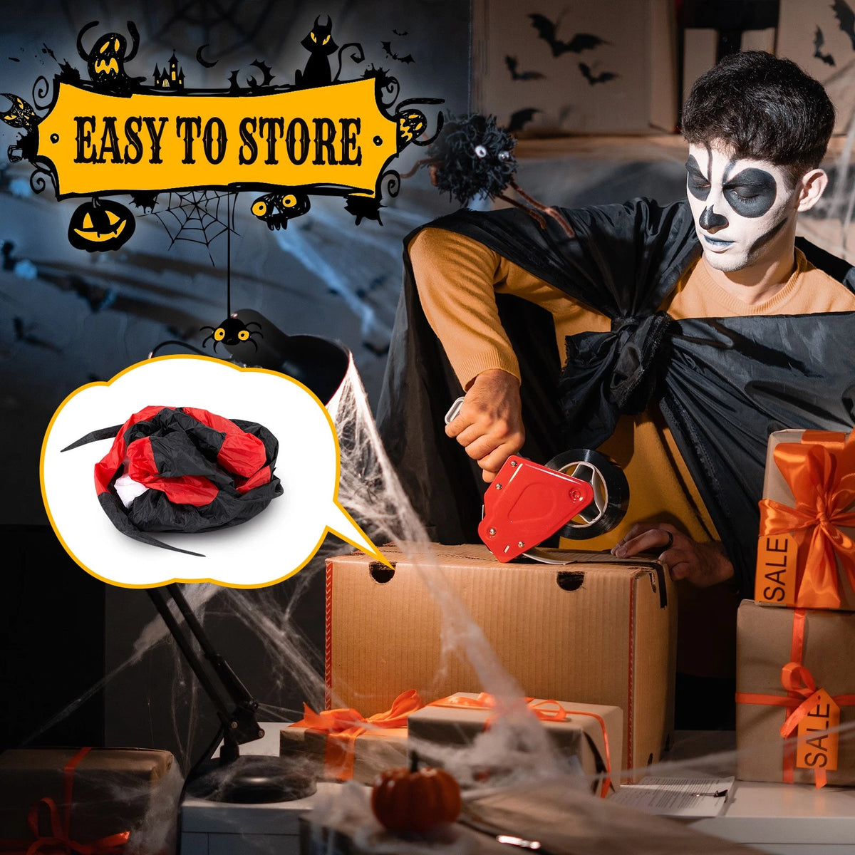 11.8ft Inflatable Halloween Spider with Rotating LED Lights Outdoor Decor