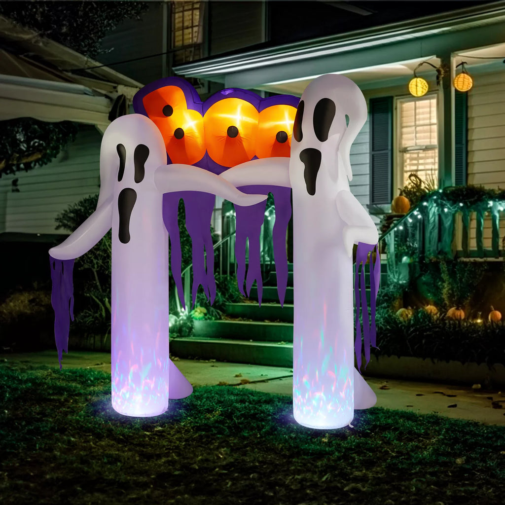 Halloween Inflatable White Ghost Archway with LED Lights 9.8ft