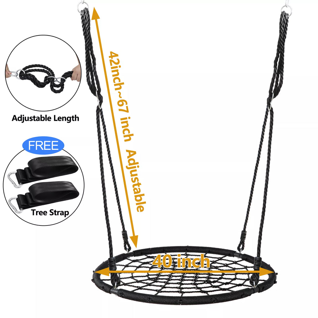 40" Outdoor Spider Web Tree Swing for Kids 600lb Weight Capacity