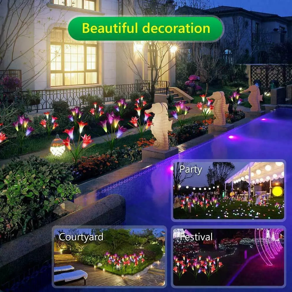 Color-Changing Solar Lily Flower Garden Stake Lights 2pcs