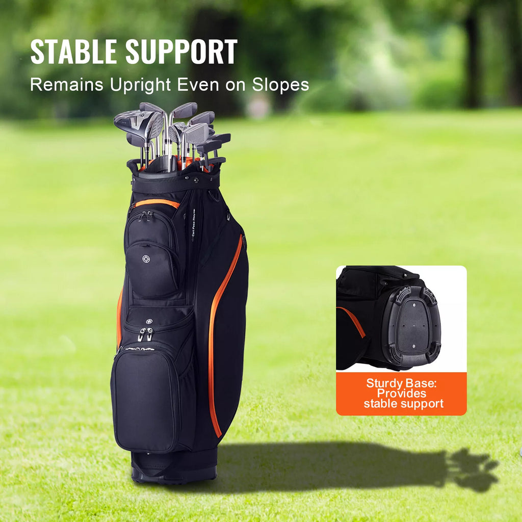 36" Golf Cart Bag with 14-Way Dividers and 13 Storage Pockets Black