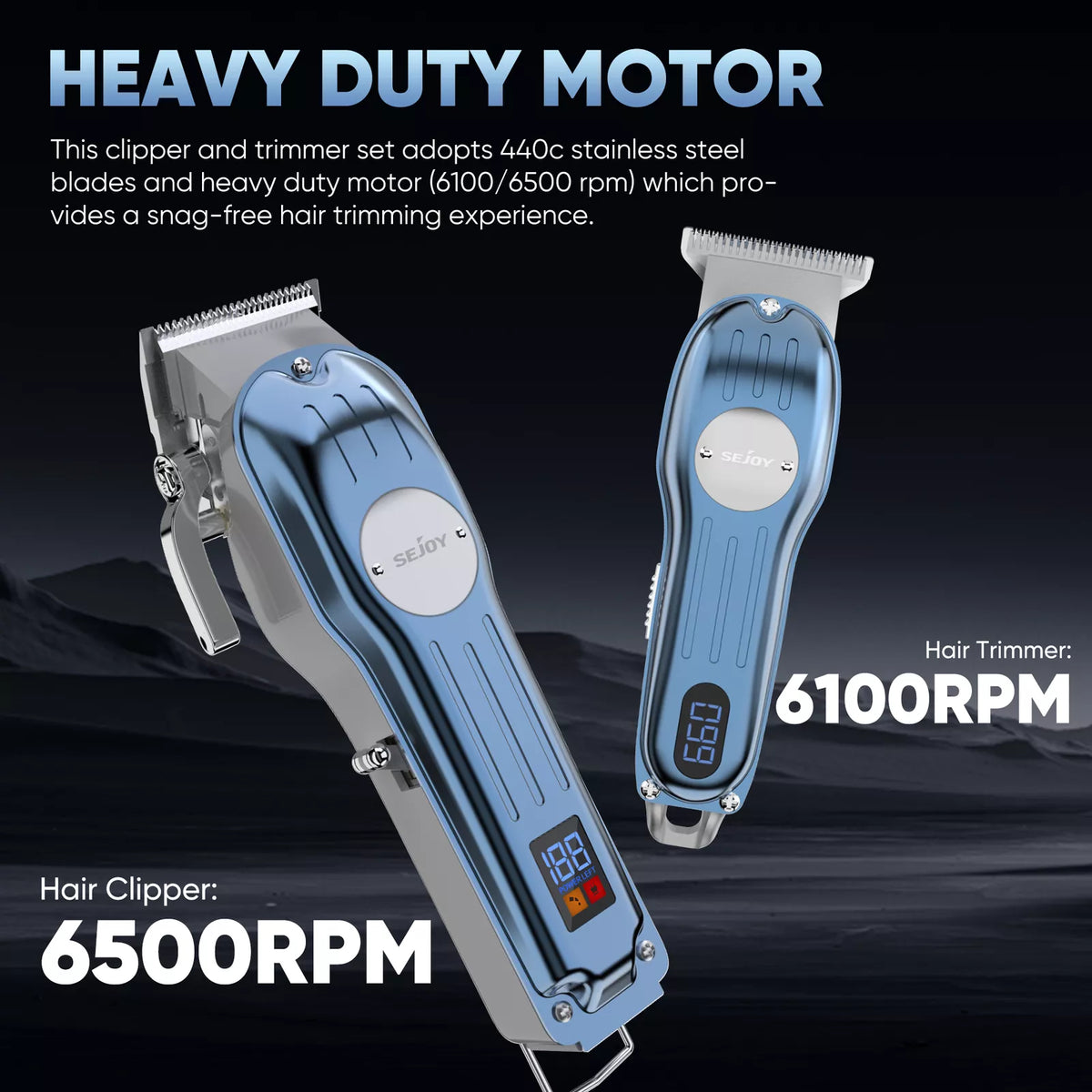 Cordless Hair Clippers & Trimmer Kit LED Display & Accessories