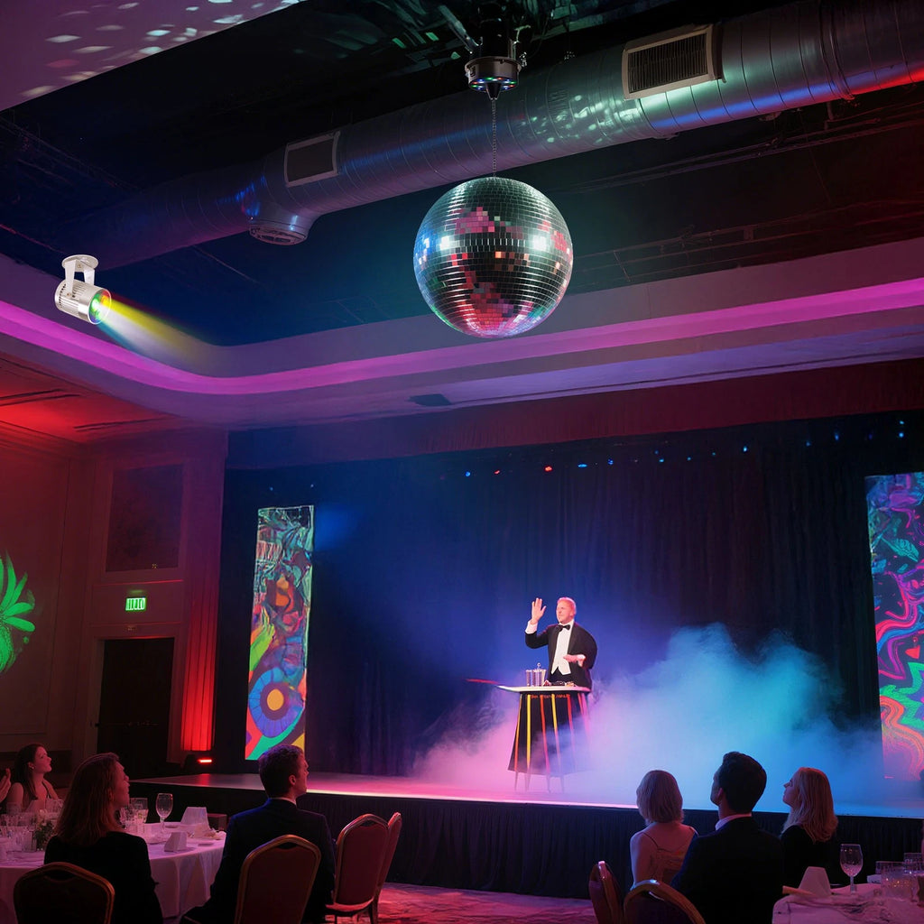 16" Mirror Disco Ball with 6RPM Motor & RGB LED Spotlight Party Set