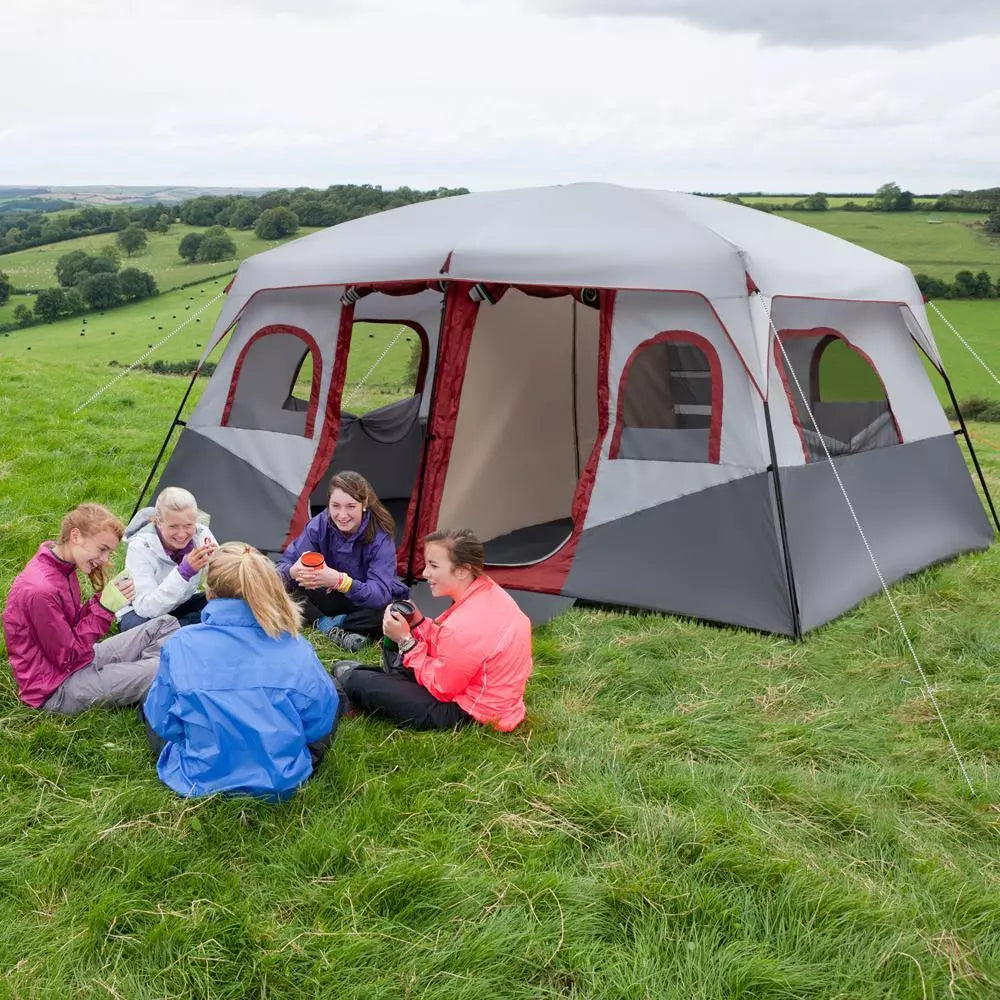 10-Person Waterproof 2-Room Camping Tent with Rainfly and Storage