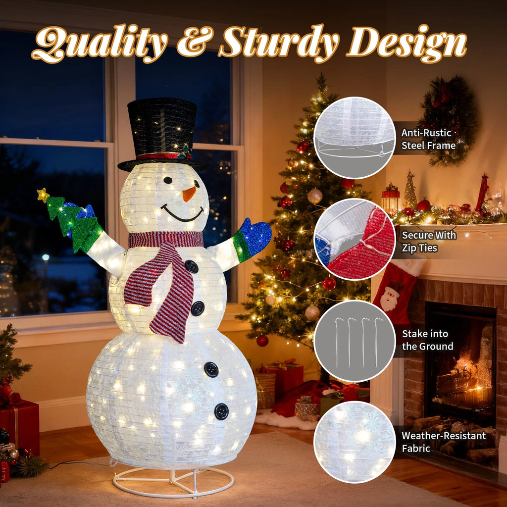 5.7FT Lighted Snowman with Mini Tree for Indoor Outdoor Christmas Displays