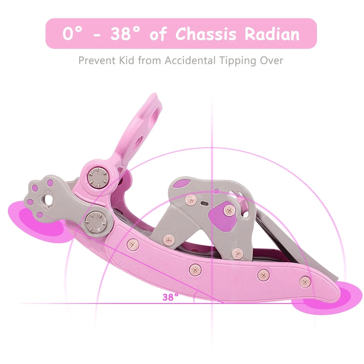 4-in-1 Toddler Rocking Horse Slide Set with Hoop & Ring Toss Pink