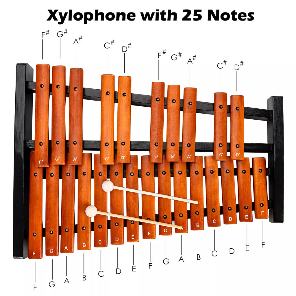 wooden xylophone with 25 notes