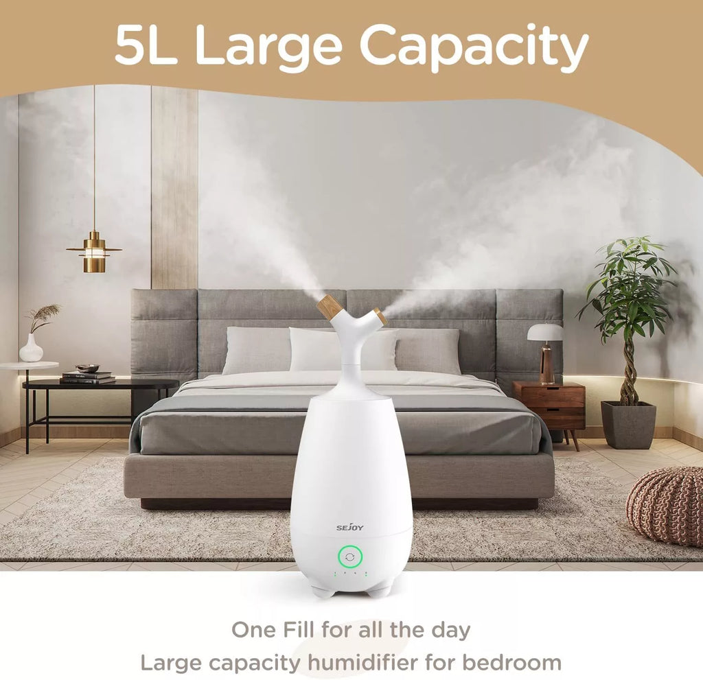 5L Ultrasonic Cool Mist Humidifier for Large Rooms White