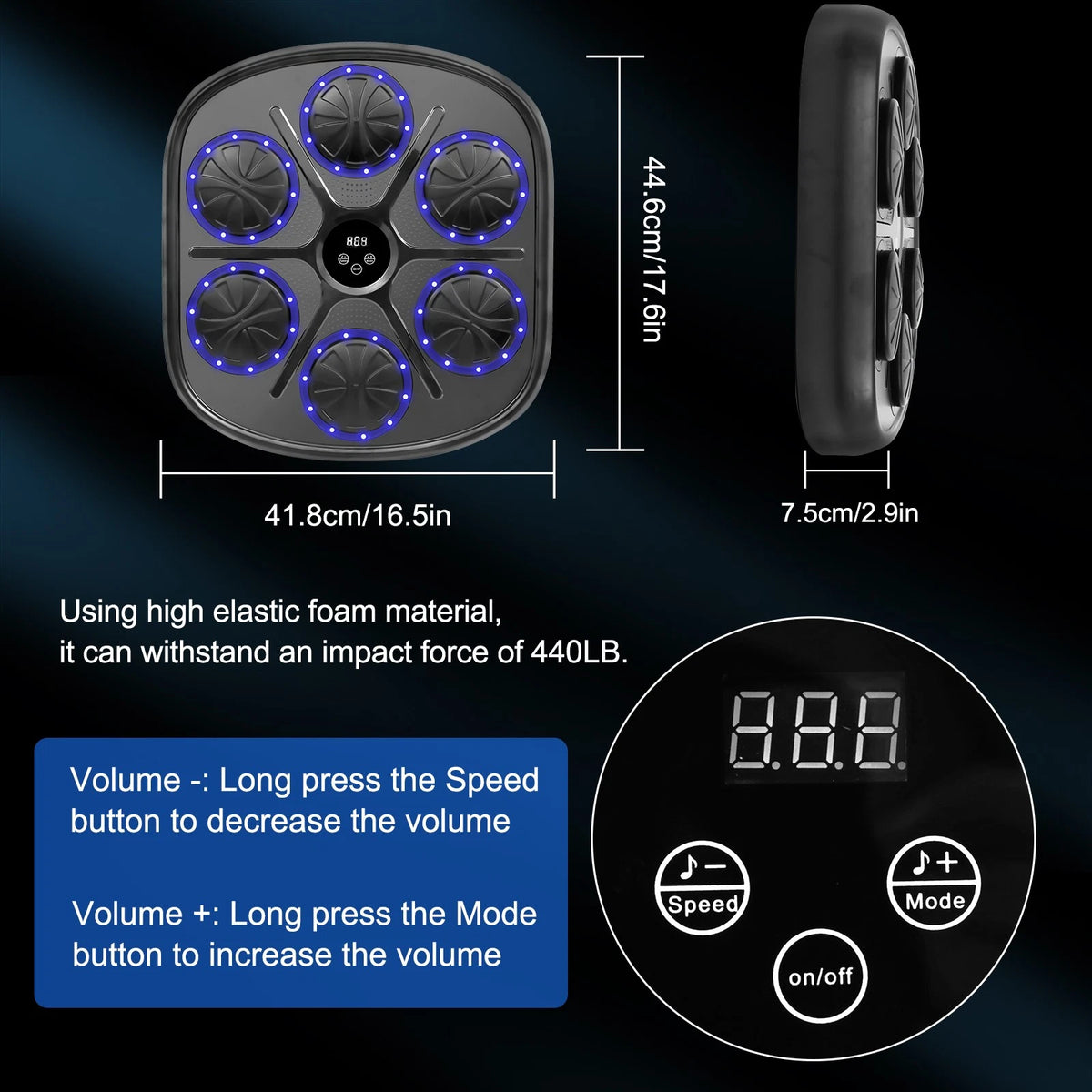 Smart Music Boxing Machine with LED Lights, Bluetooth & Gloves 2025