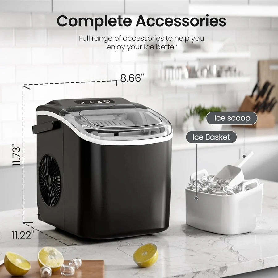 Portable Countertop Ice Maker Self-Cleaning 26 lbs/Day Black