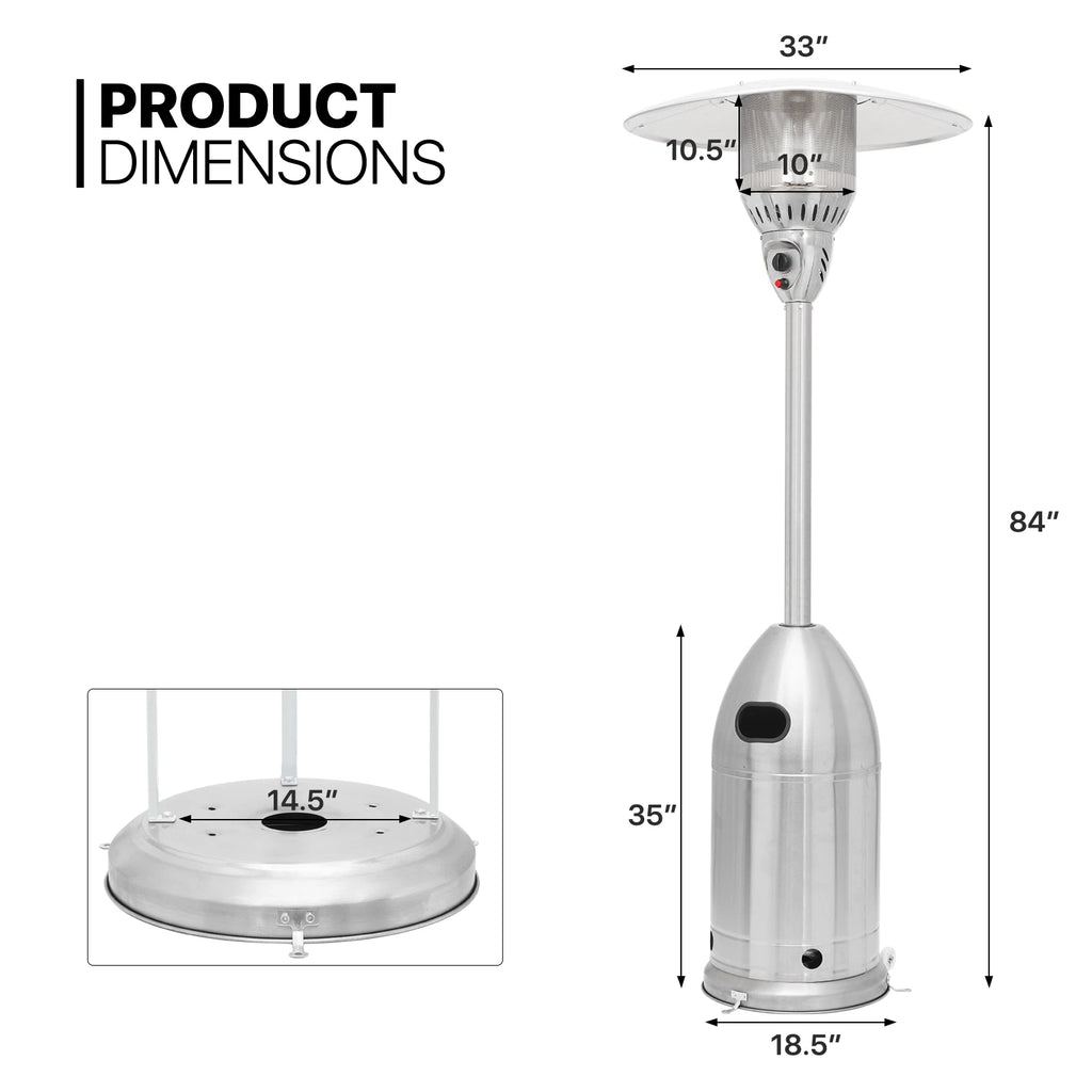 84" Outdoor Propane Patio Heater 41000 BTU Freestanding with Wheels