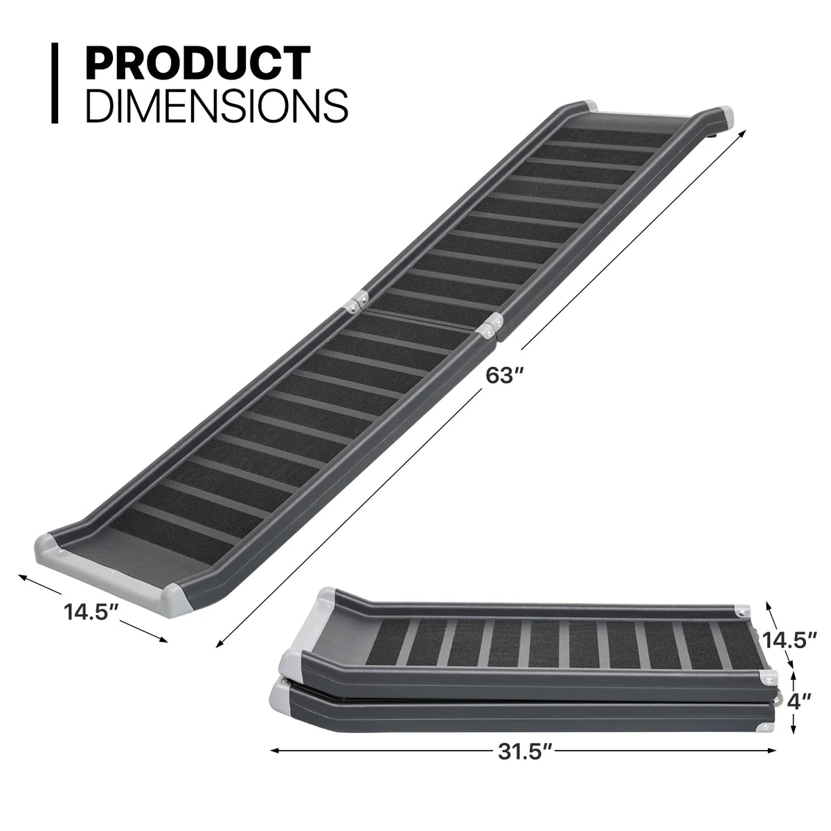 Foldable Dog Ramp with Steel Frame and Anti-Slip Surface for SUVs