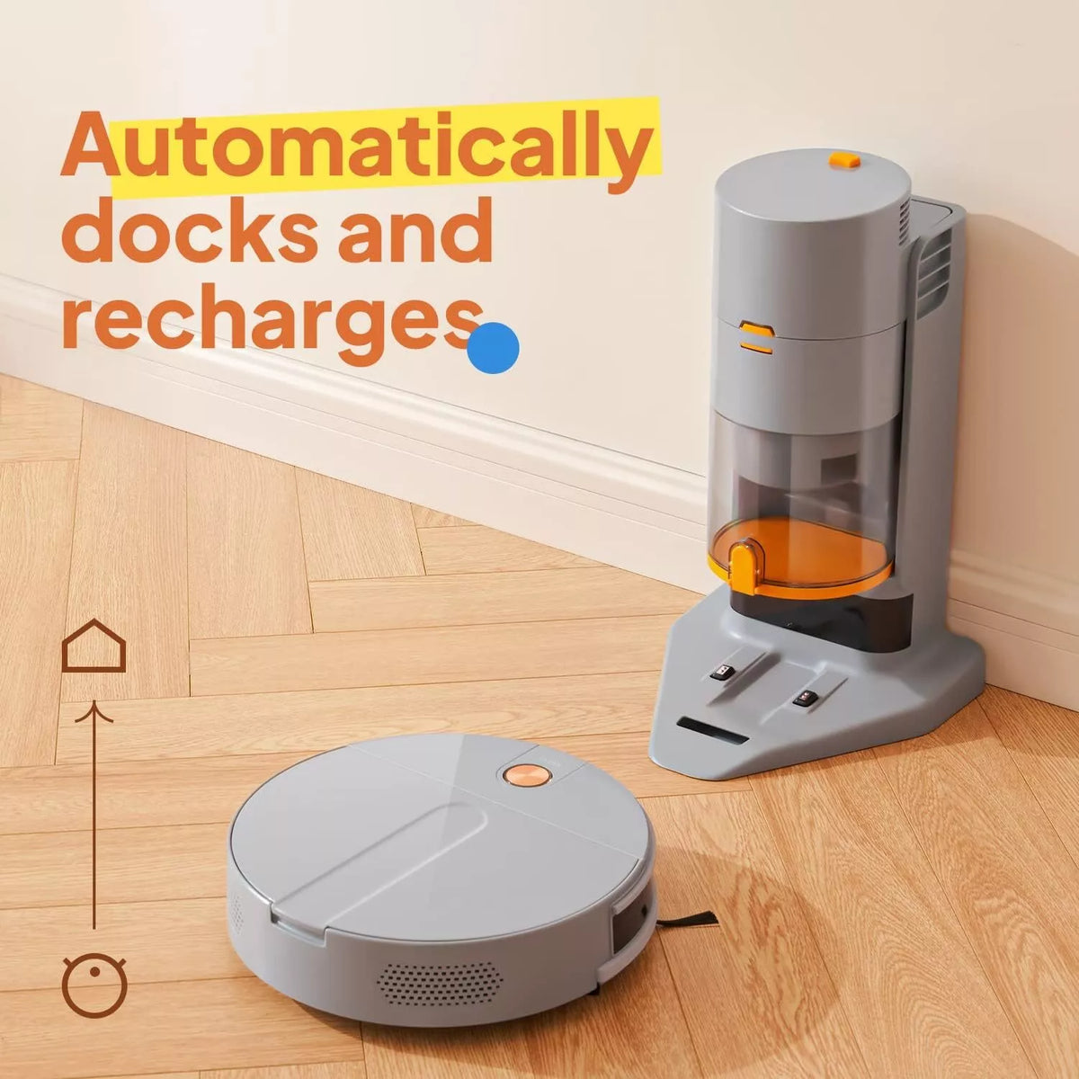 Slim Ultra-Quiet Robotic Vacuum Self-Emptying and Strong Suction