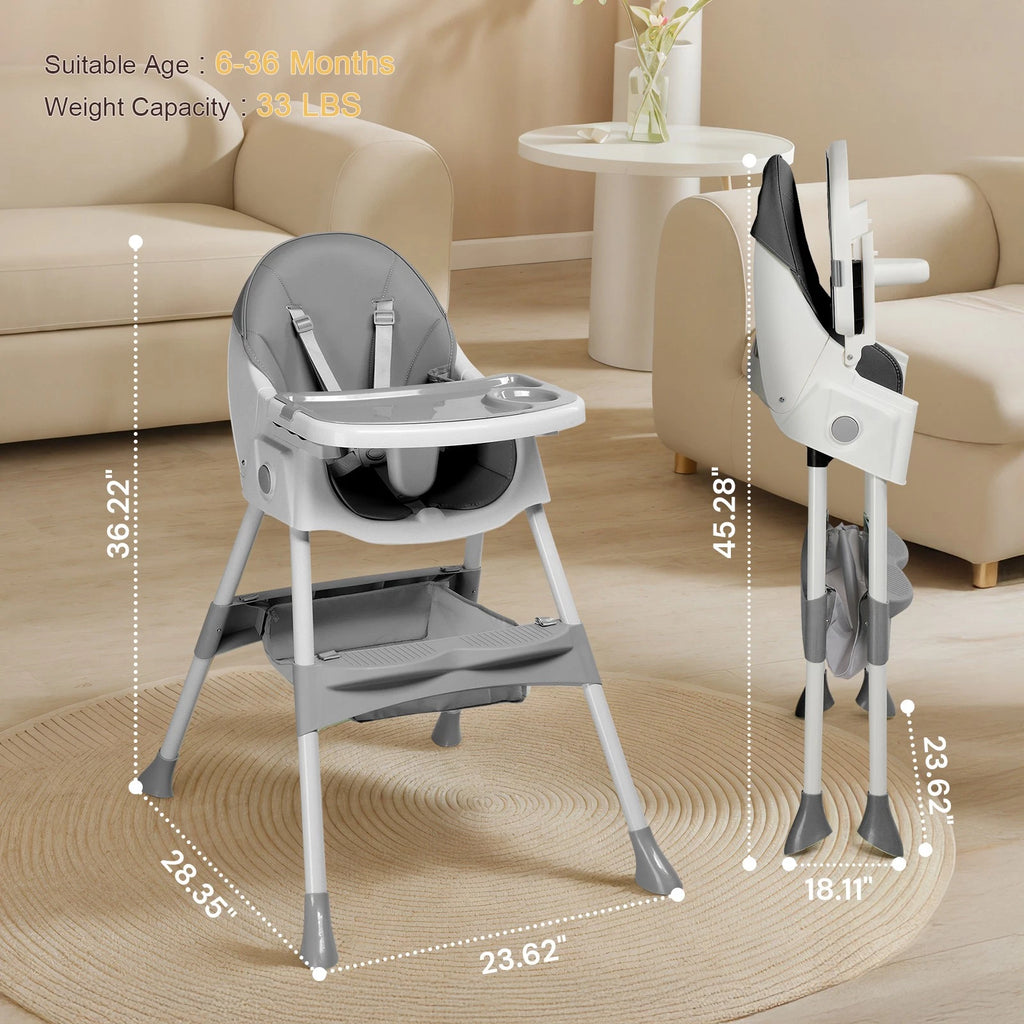 6-in-1 Convertible Baby High Chair with Tray Rocking Seat for Toddlers