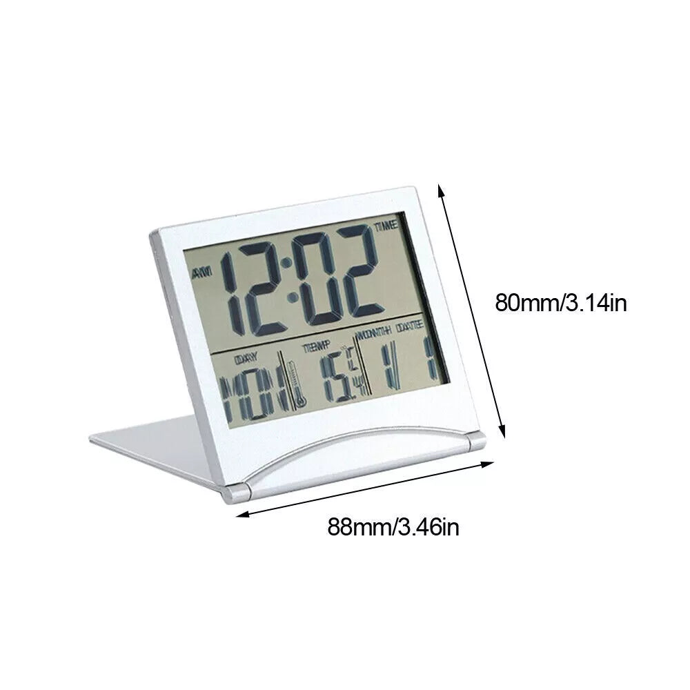 Compact Digital Travel Alarm Clock with LCD Display Temperature Timer