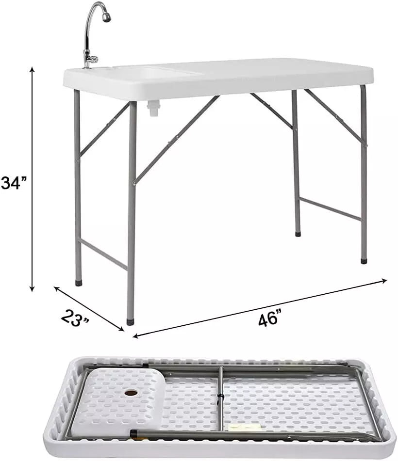 Portable Outdoor Cleaning Table with Sink and Faucet Camping