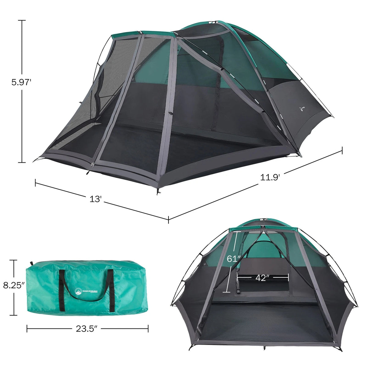 6-Person Cabin Tent with Screen Room Family Outdoor Camping
