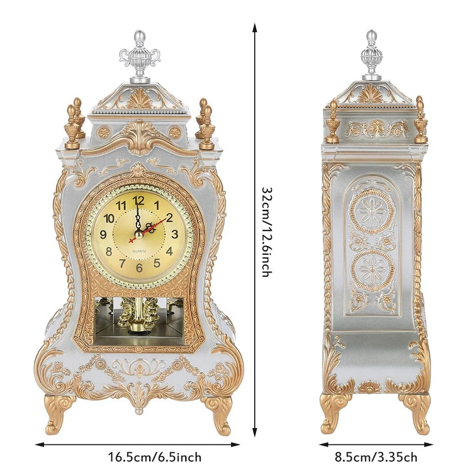Retro Desk & Wall Clock with Pendulum and Music Antique Style Decor