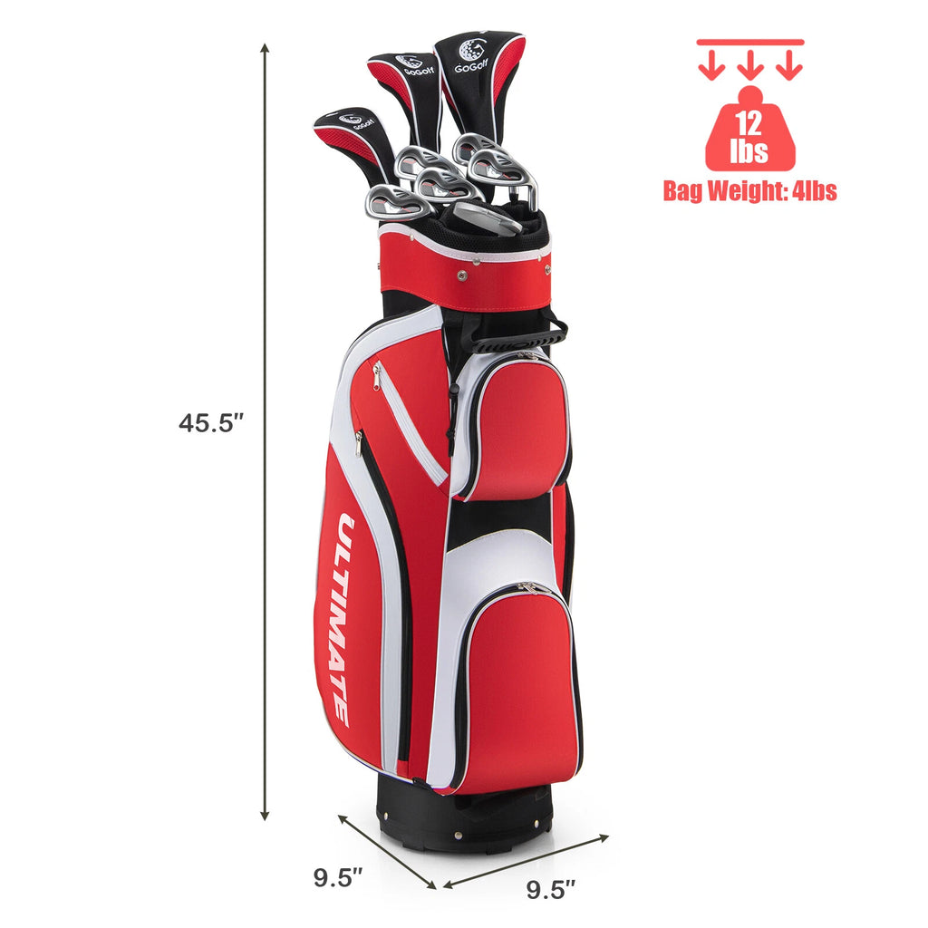 10-Piece Red Women’s Golf Club Set with Bag, Driver & Hybrid Clubs