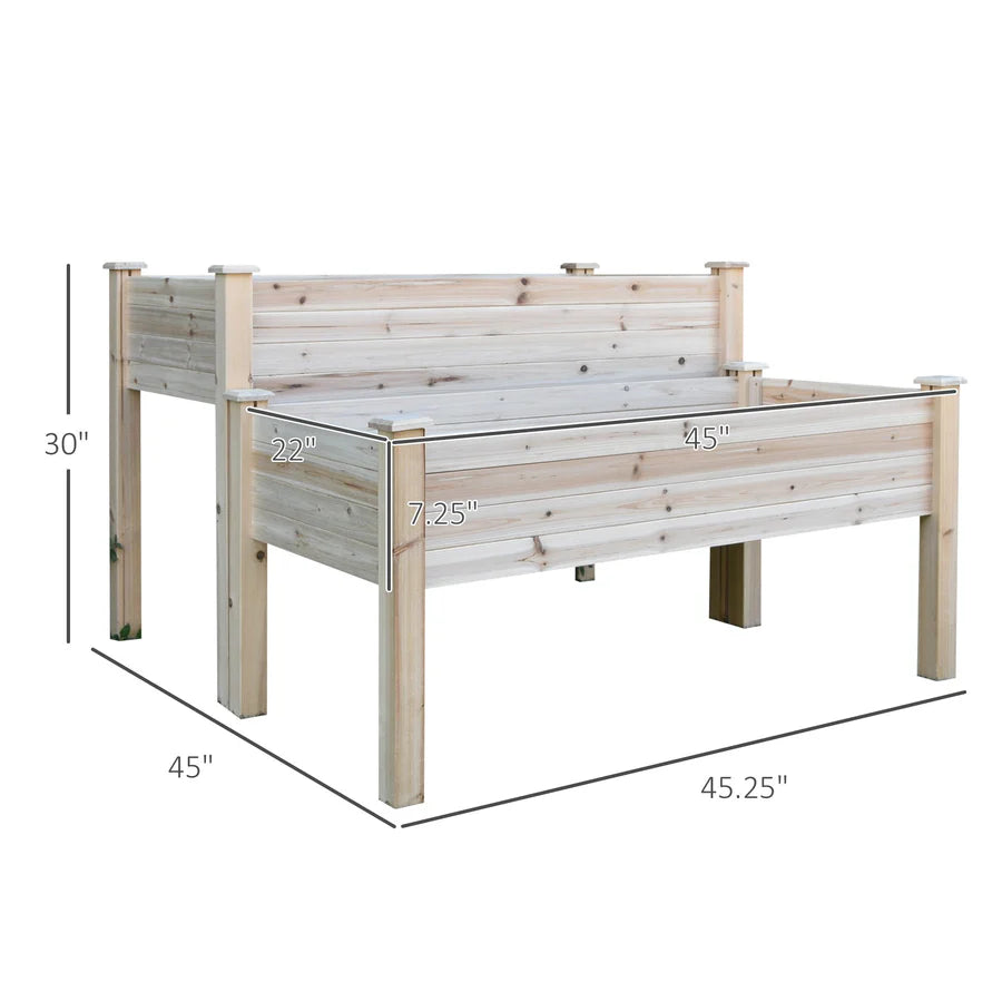 2-Tier Wooden Raised Garden Bed Planter Box with Drainage Outdoors