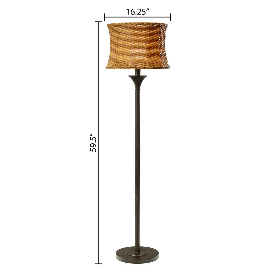 59.5" Indoor & Outdoor Basket-Weave Floor Lamp Tropical Style Light