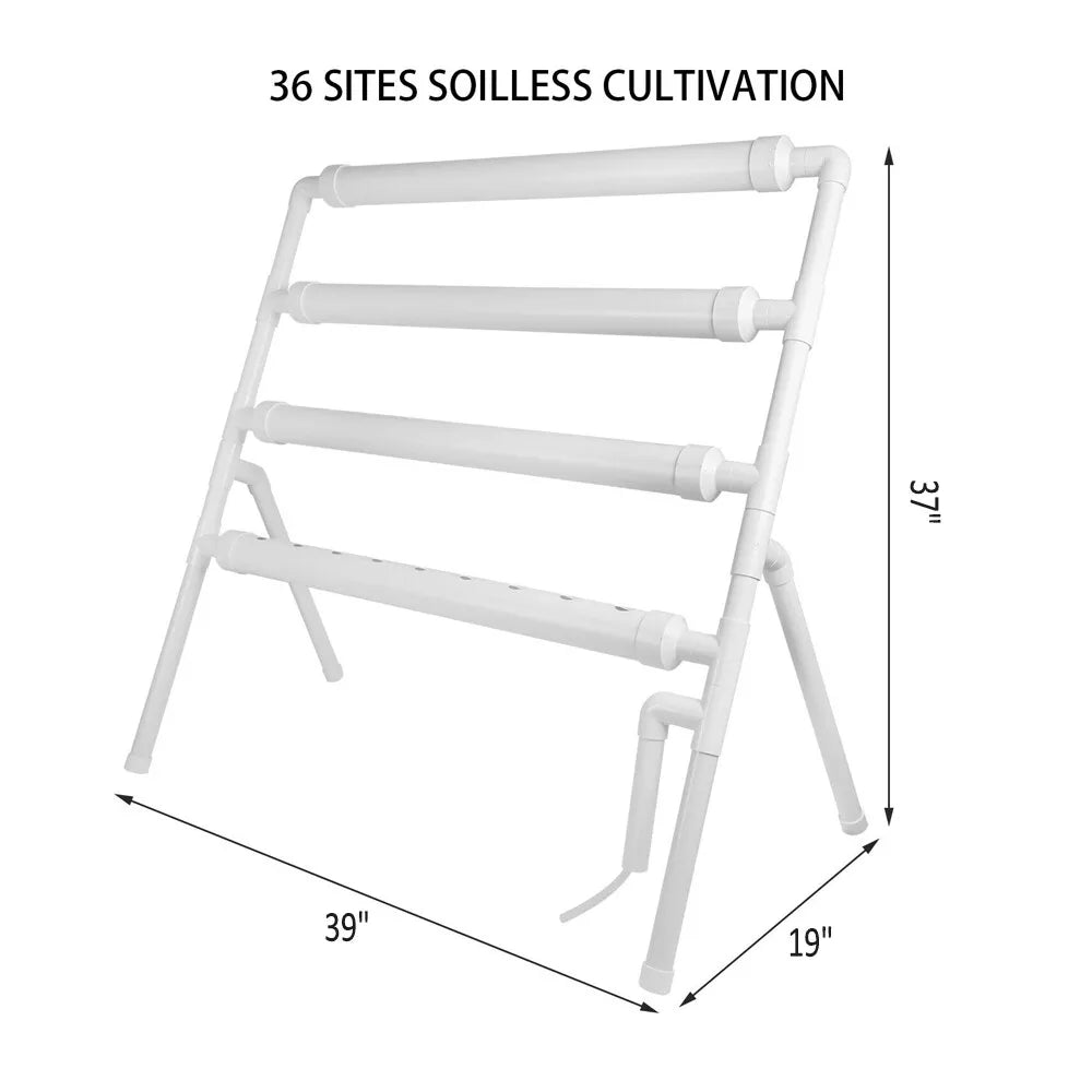 36-Site Hydroponic Grow Kit 4-Layer PVC System with Timer