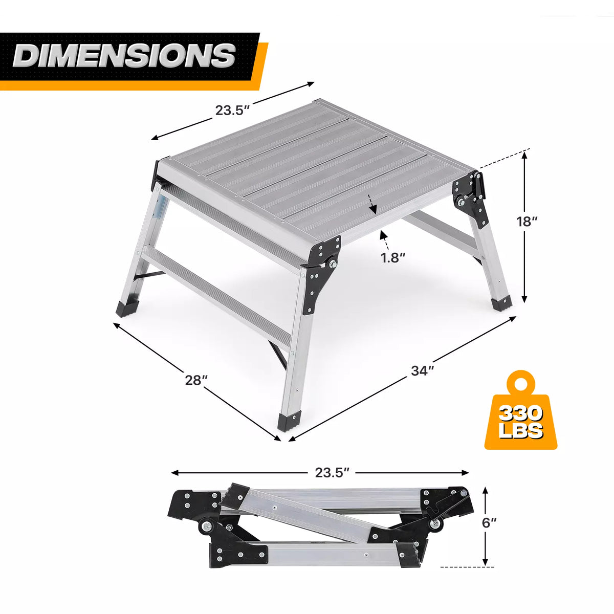 Aluminum Folding Work Platform with Non-Slip Surface 330lb Limit
