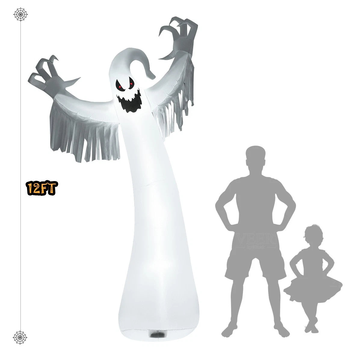 12FT Giant Halloween Inflatable Ghost with LED Lights for Outdoor Yard