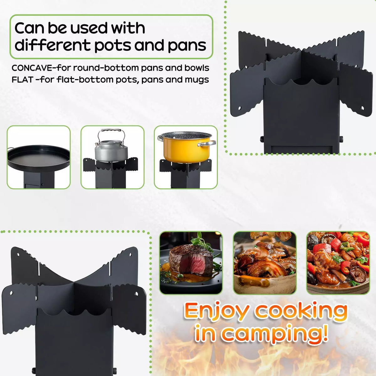Portable Outdoor Rocket Stove Camping Tent Heating Wood Cooking