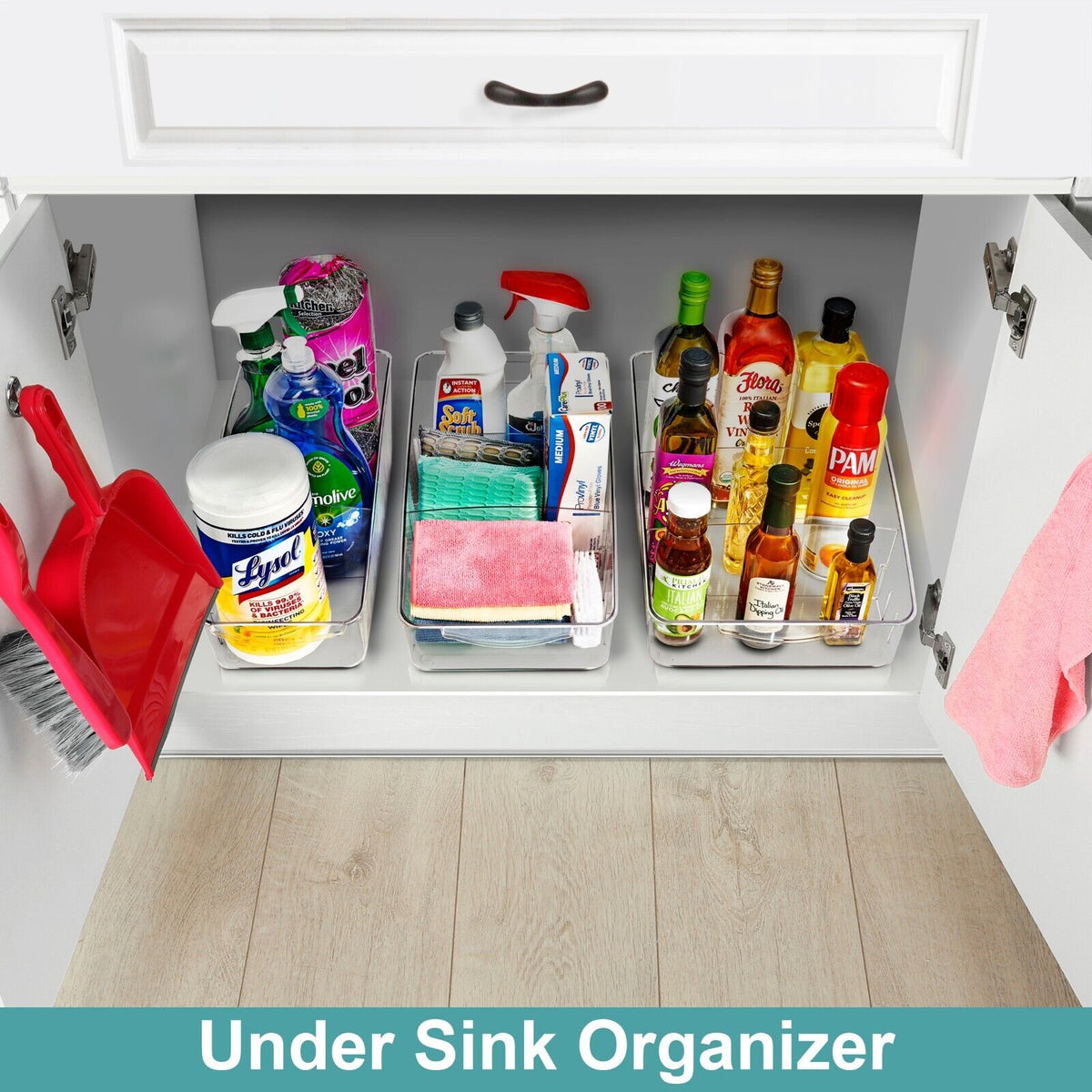 Clear Acrylic Fridge Organizer Bins 3-Pack Roll Out Storage Solution