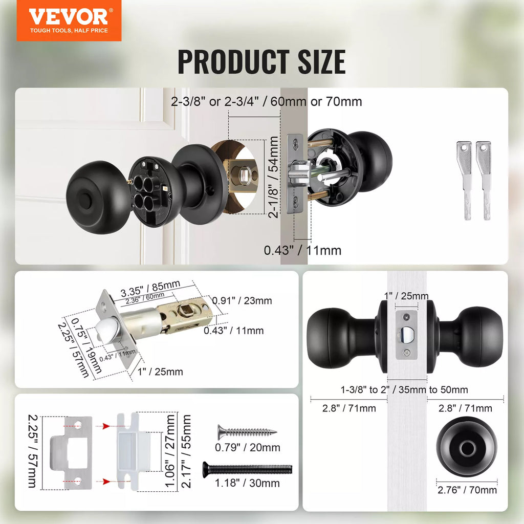 Keyless Smart Door Knob with Fingerprint, Bluetooth App, and Auto Lock