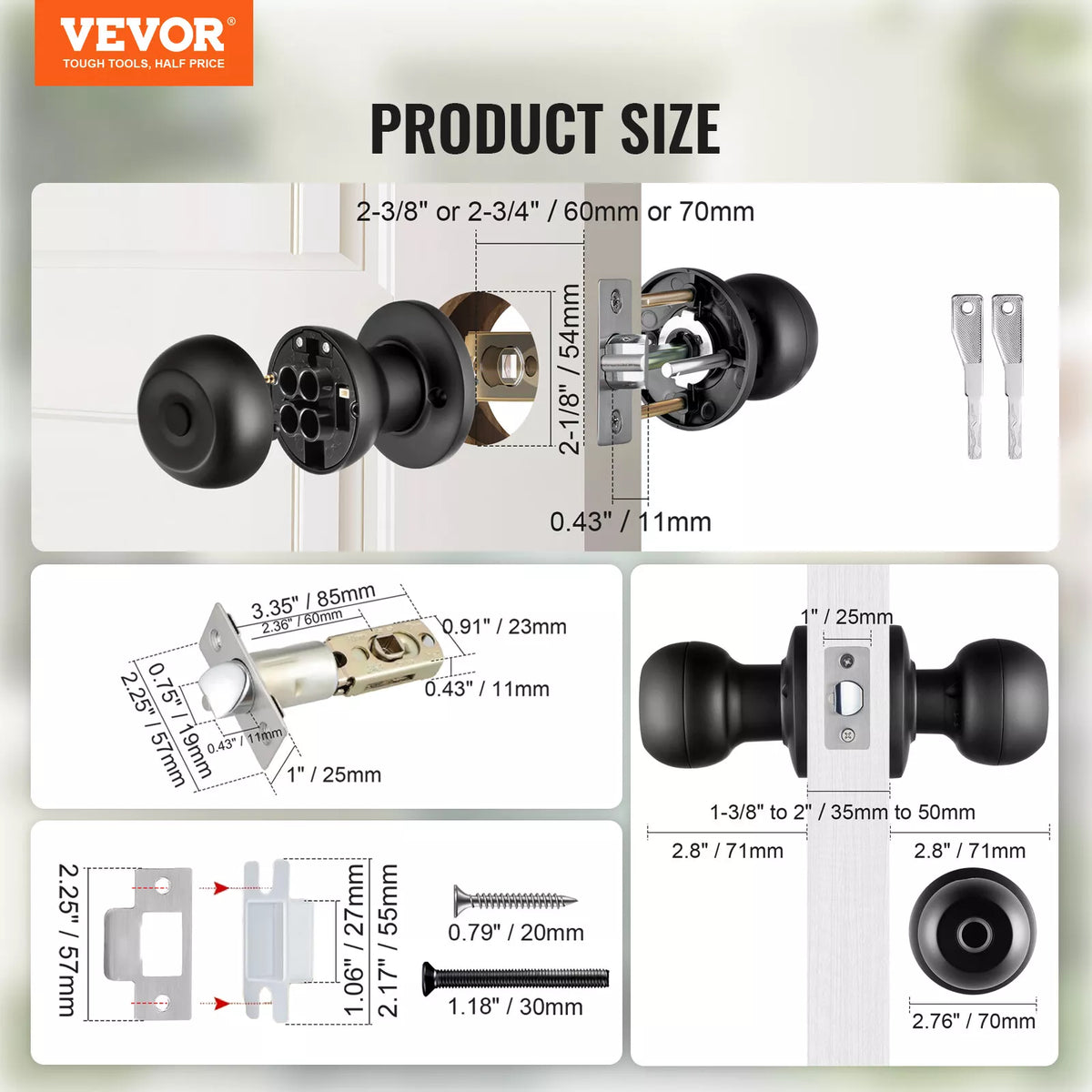 Keyless Smart Door Knob with Fingerprint, Bluetooth App, and Auto Lock