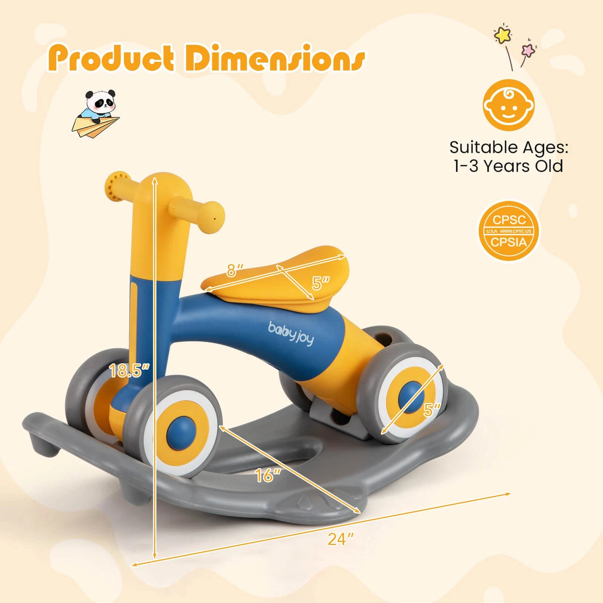 3-in-1 Rocking Horse with Adjustable Seat Balance Bike & Board