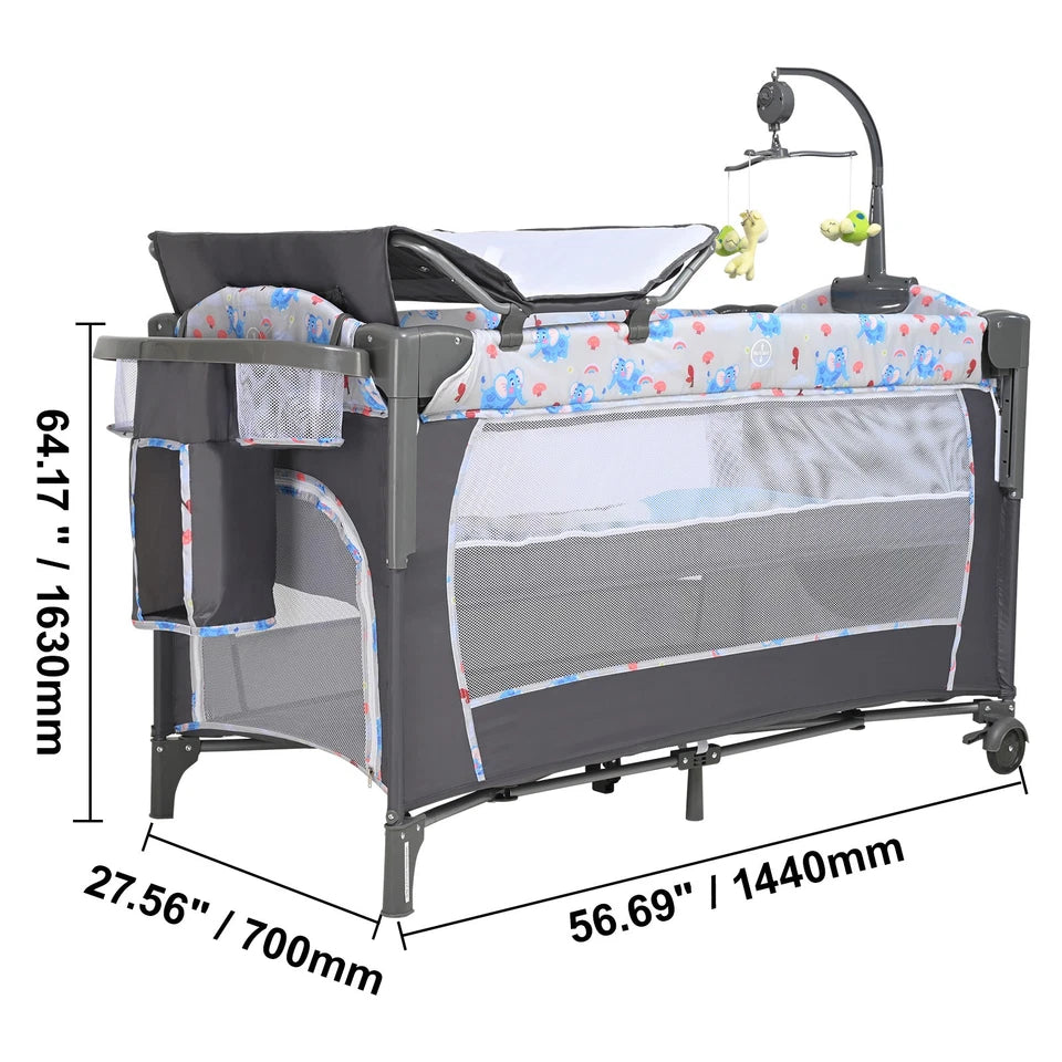 Foldable Baby Bassinet with Changing Table, Storage & 77 lbs Capacity
