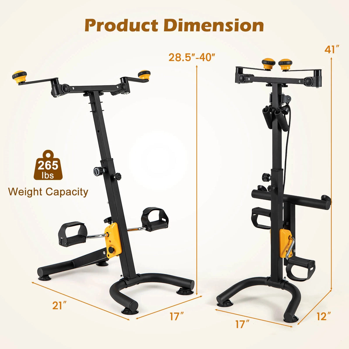 Folding Pedal Exercise Bike with Adjustable Resistance Home Workout