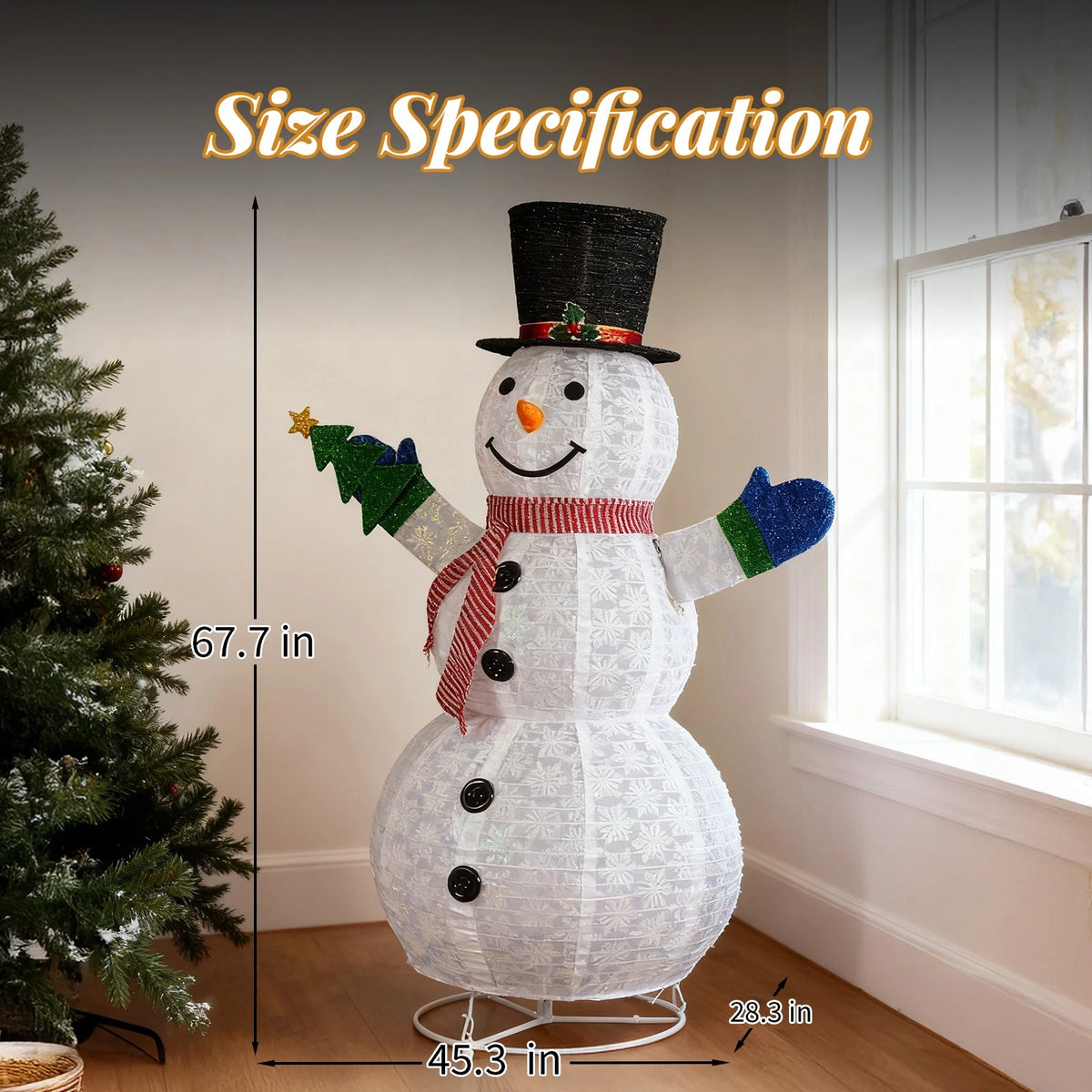 5.7FT Lighted Snowman with Mini Tree for Indoor Outdoor Christmas Displays
