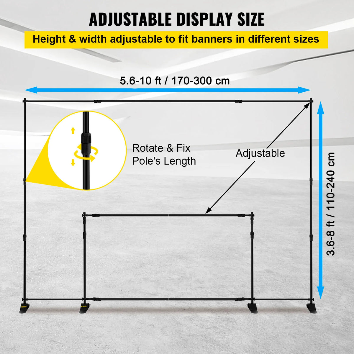 8x10 Ft Heavy-Duty Adjustable Banner Stand Events and Backdrops