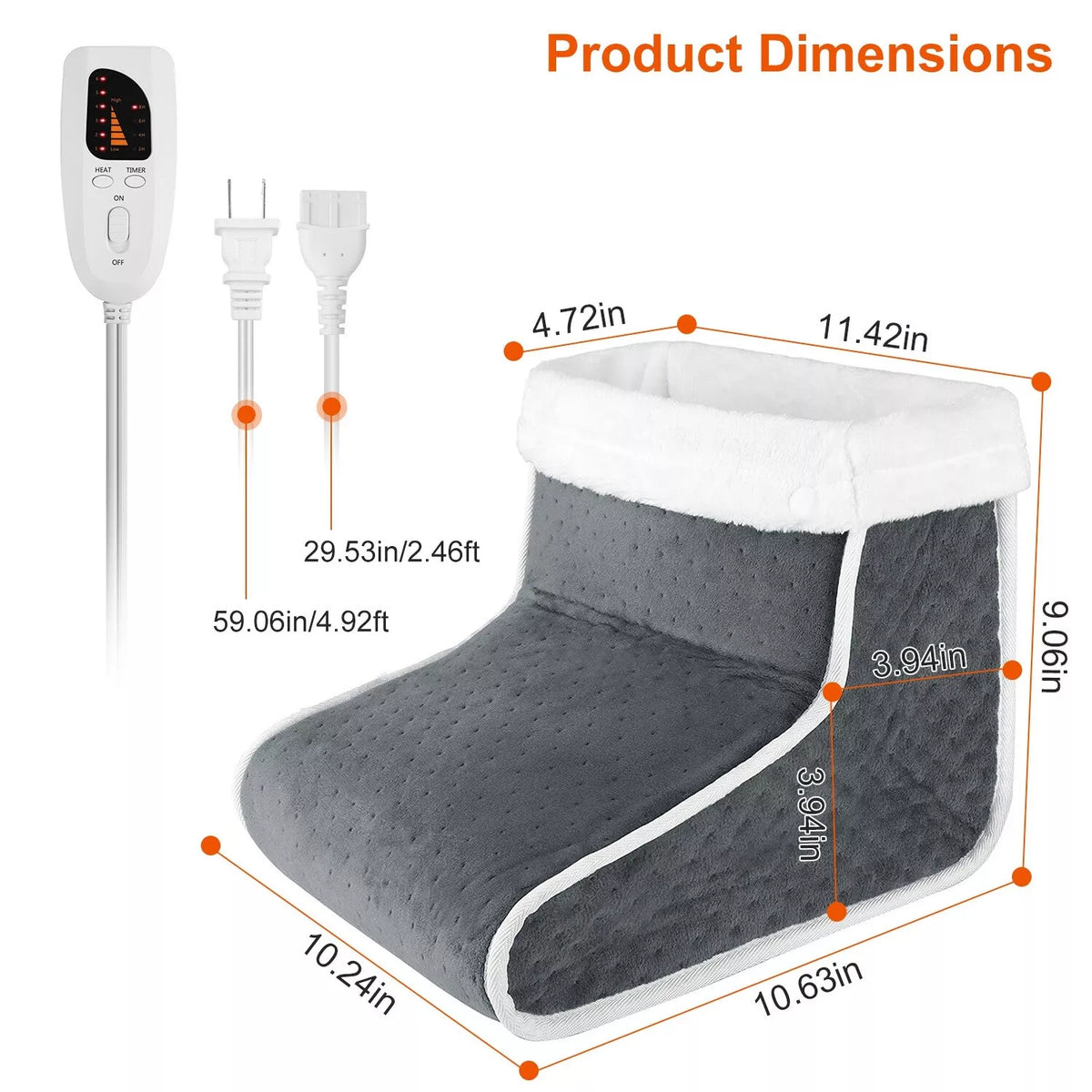 Electric Foot Warmer with 6 Adjustable Heat Settings & Auto Timer