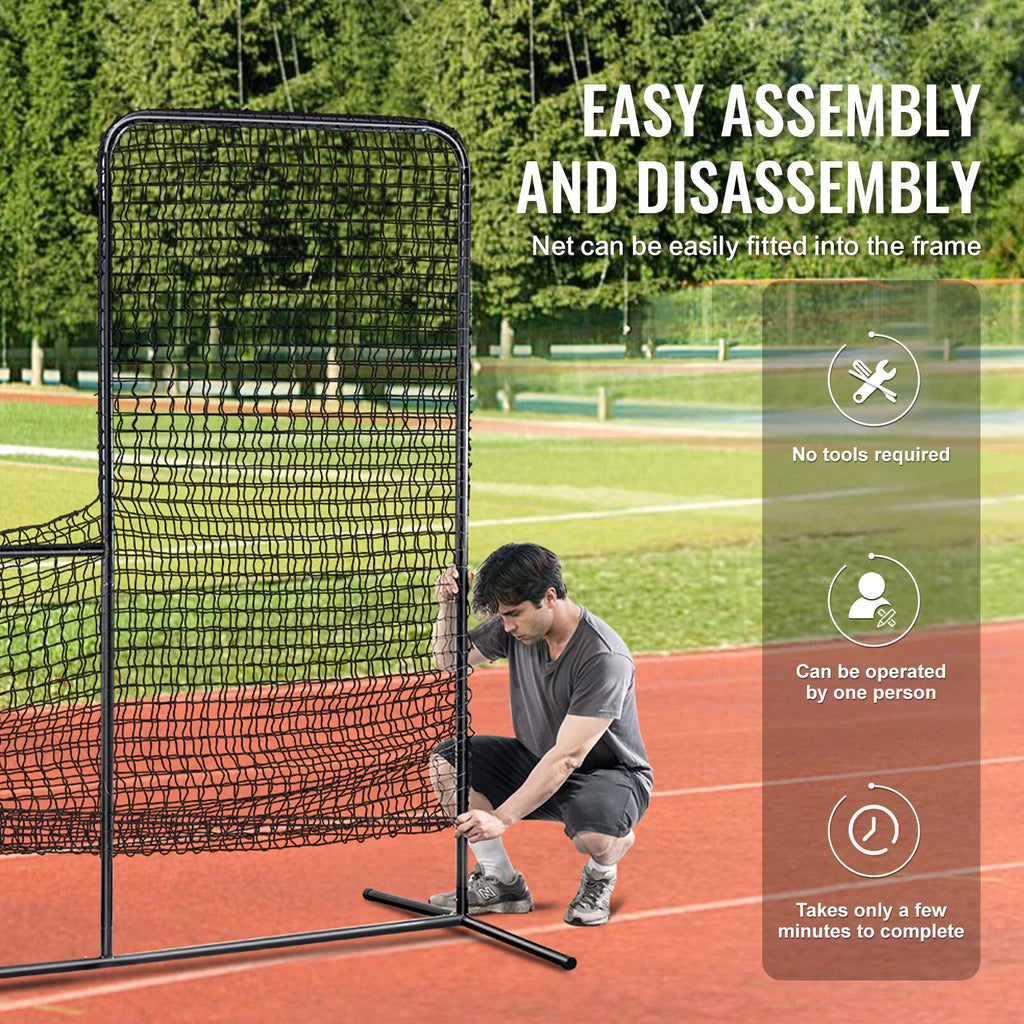 7x7ft L-Screen Baseball Softball Net with Steel Frame and Carry Bag